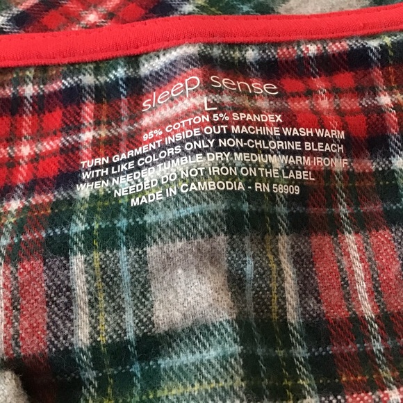 Top L Red Plaid Trim Sleepwear, NWT Sleep Sense - Picture 5 of 5
